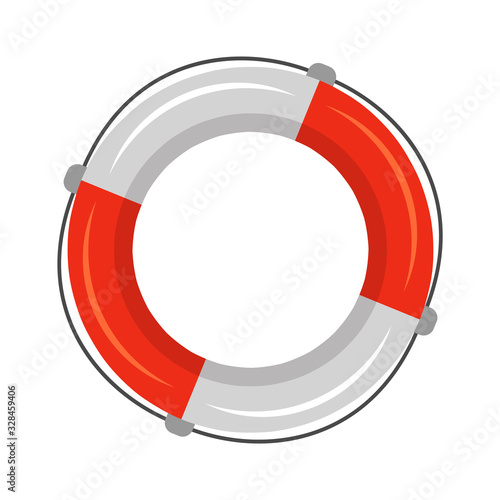 Marine red and white flotation ring, life buoy
