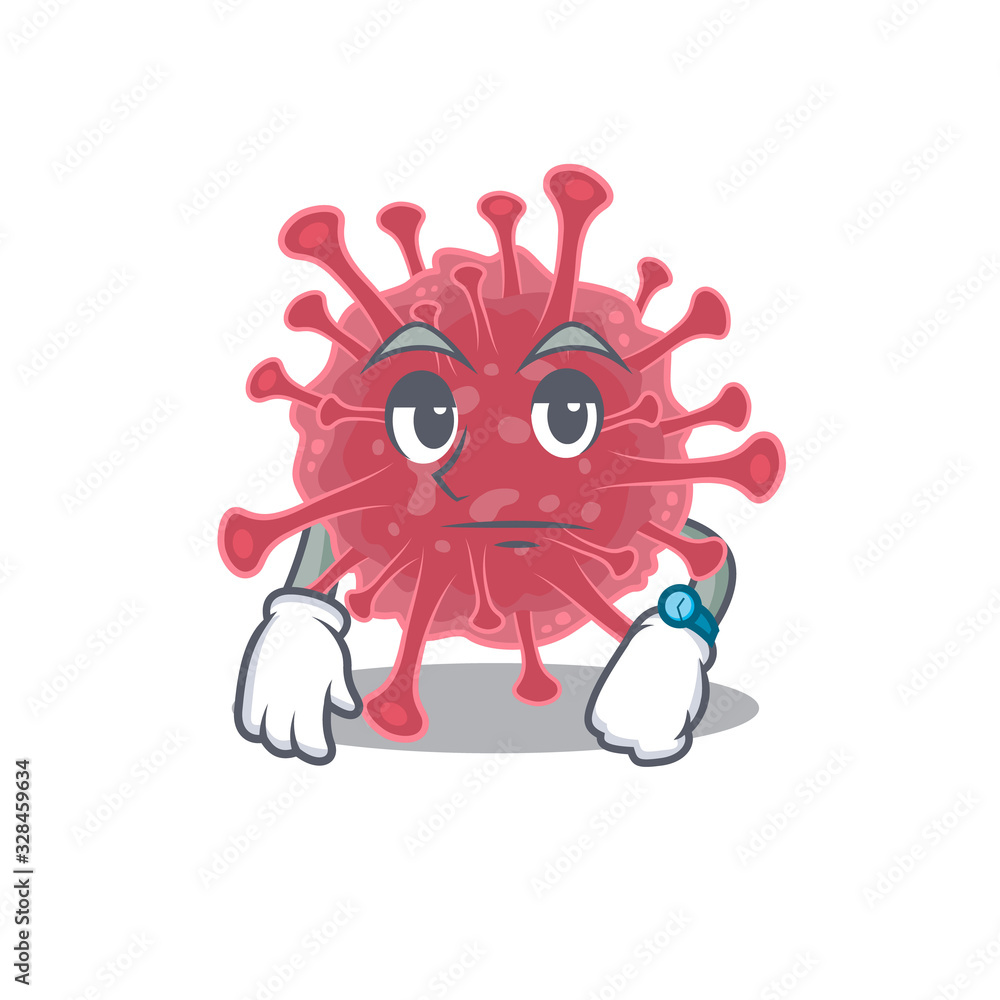 Coronavirus disease on waiting gesture mascot design style