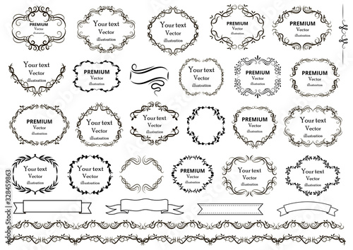 Calligraphic design elements . Decorative swirls or scrolls, vintage frames , flourishes, labels and dividers. Retro vector illustration.
