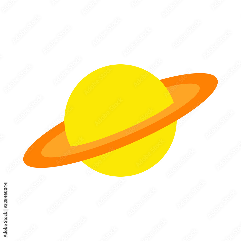 Saturn flat icon. Planet vector yellow icon on white background. Saturn flat icon. Planet vector yellow icon on white background.