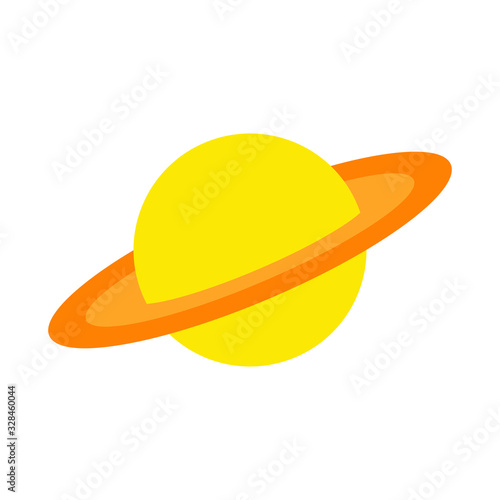 Saturn flat icon. Planet vector yellow icon on white background.