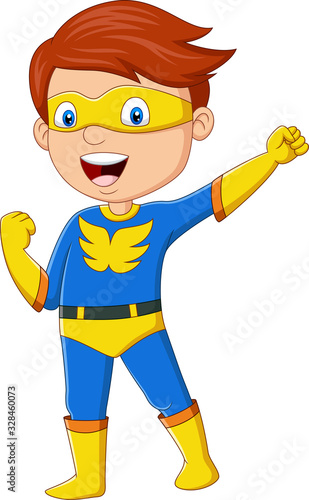 Cartoon happy superhero boy posing