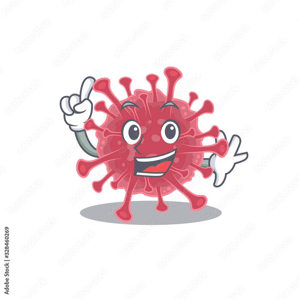 One Finger coronavirus disease in mascot cartoon character style
