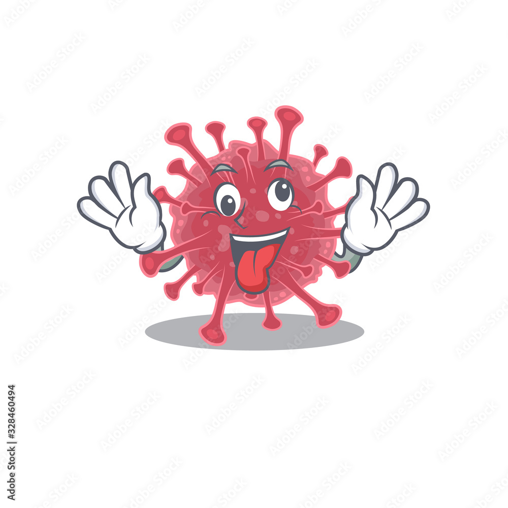 A picture of crazy face coronavirus disease mascot design style