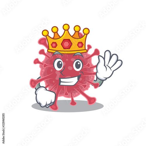The Royal King of coronavirus disease cartoon character design with crown © kongvector