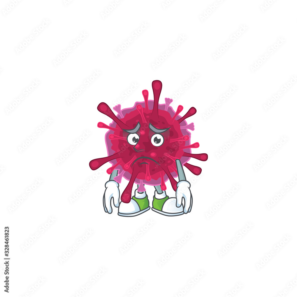 Cartoon character of a amoeba coronaviruses having an afraid face Cartoon character of a amoeba coronaviruses having an afraid face