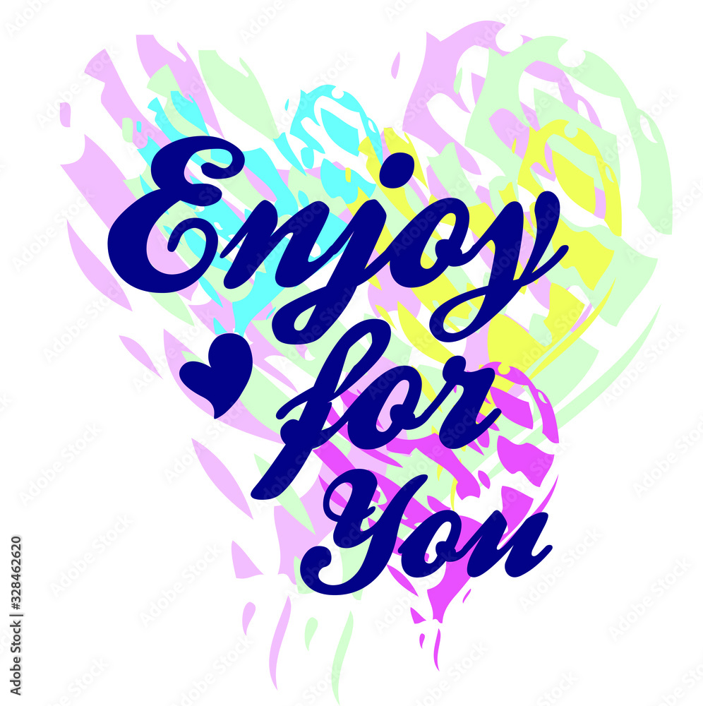  you enjoy multicolored stylized hearts on a white background, vector