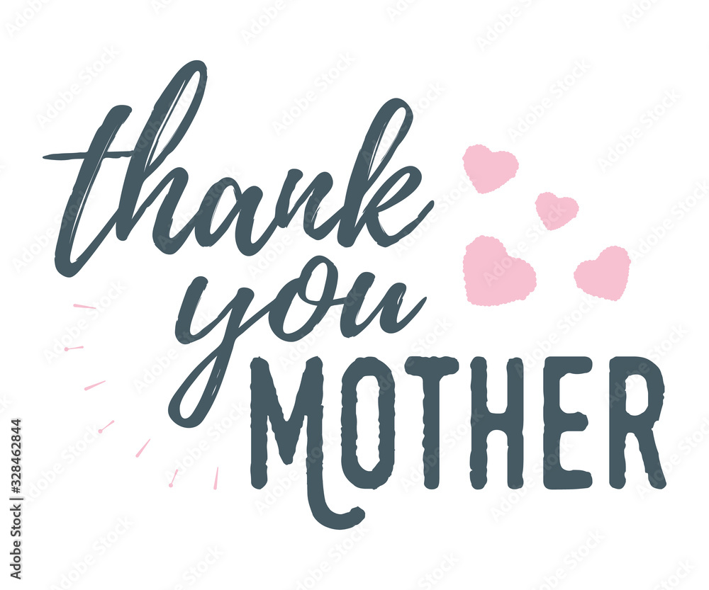 Thank you Mother banner, logo, label and poster. Design of calligraphy and font greeting, wedding, celebration card. Thank you Mother banner, logo, label and poster. Design of calligraphy and font greeting, wedding, celebration card.
