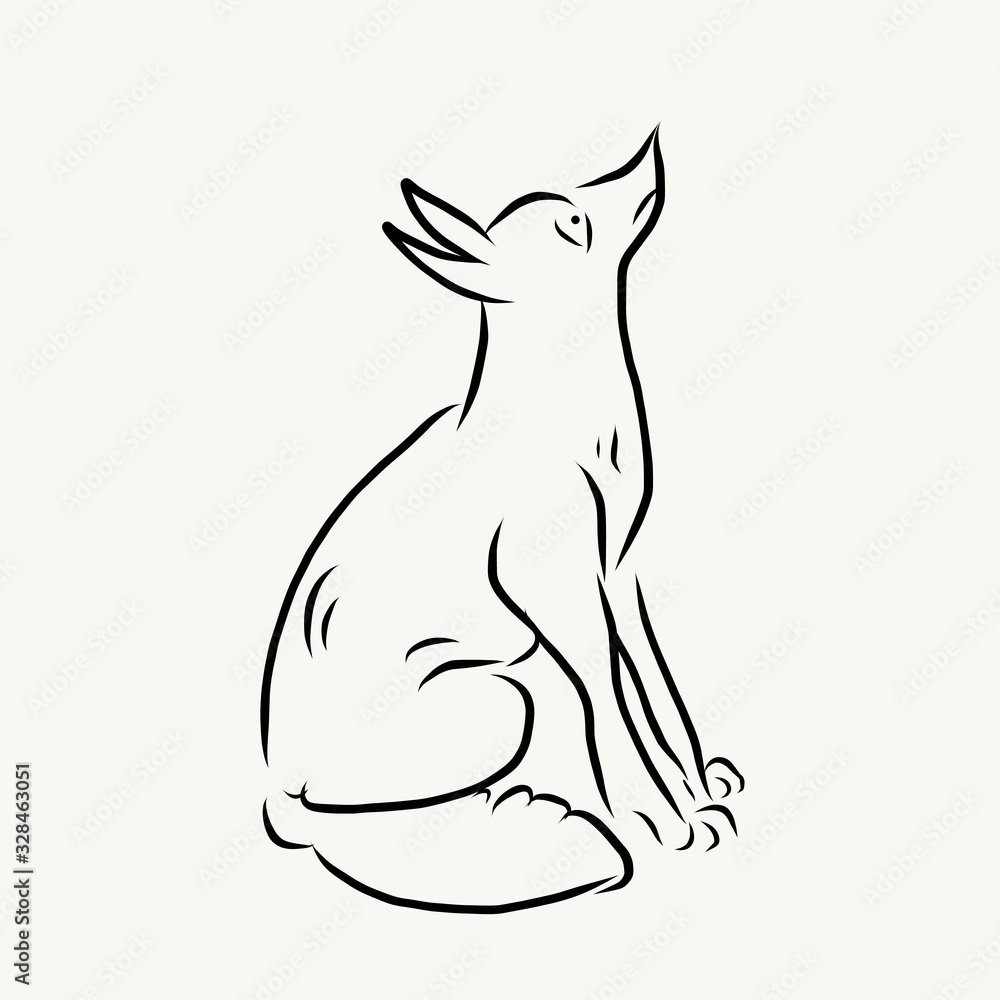 Illustration of a sitting fox isolated on white background