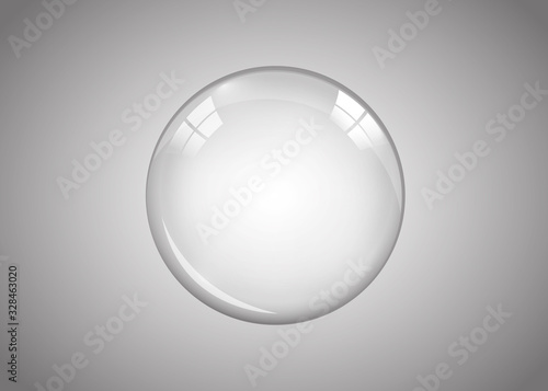 Glass transparent Christmas ball with snow. Set.