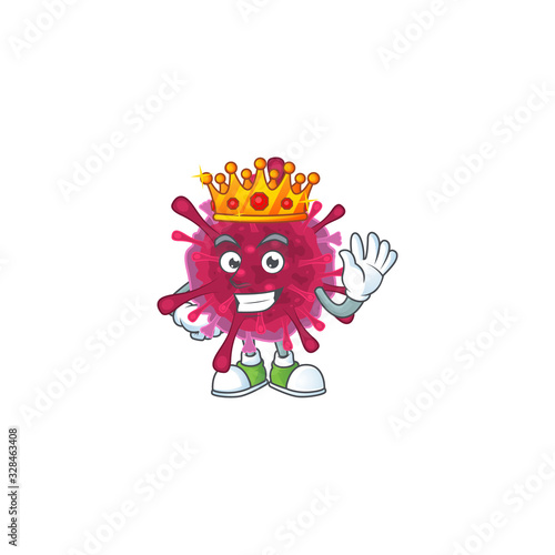 A dazzling of amoeba coronaviruses stylized of King on cartoon mascot design