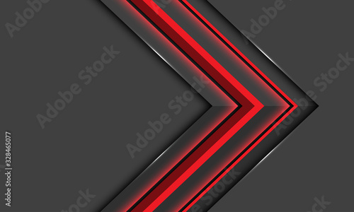 Abstract red light arrow direction on dark design modern luxury futuristic background vector illustration.