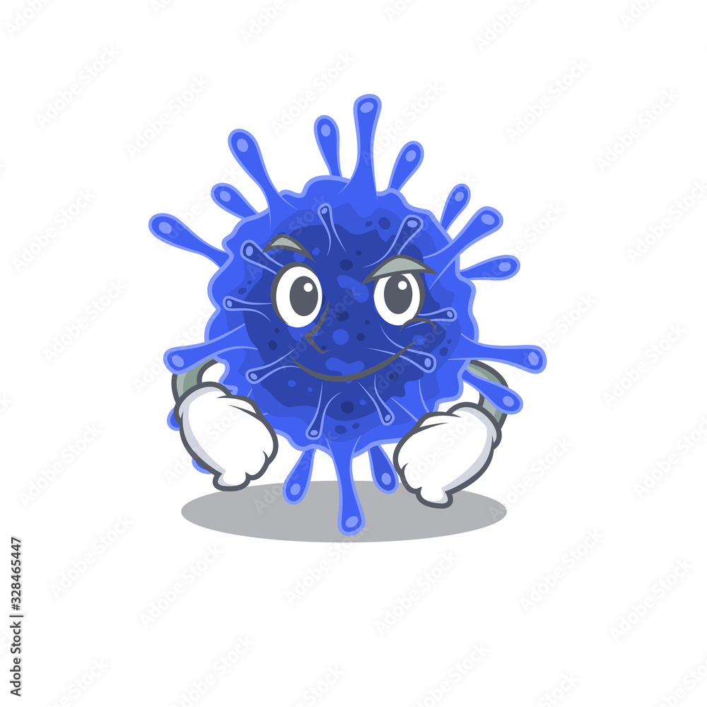 Funny bacteria coronavirus mascot character showing confident gesture Funny bacteria coronavirus mascot character showing confident gesture