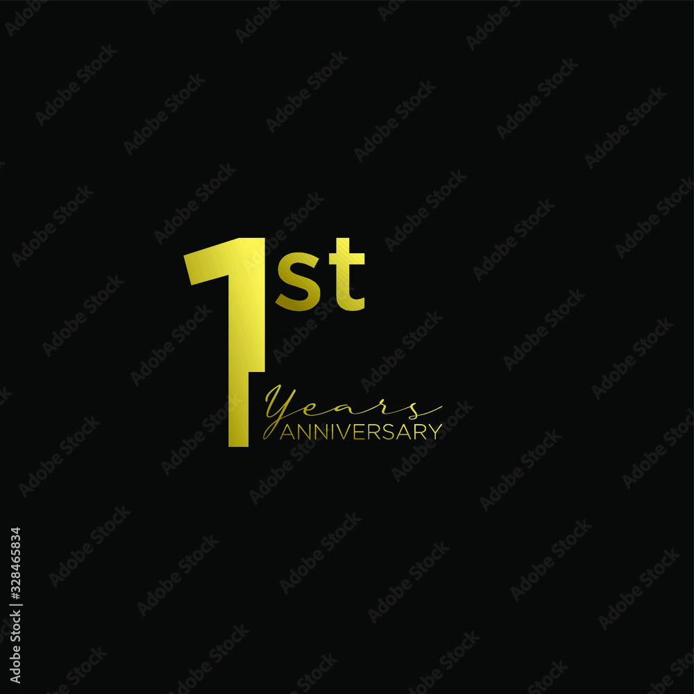 Obraz premium gold black 1st anniversary letter logo icon design with ribbon banner