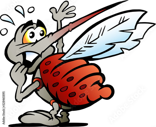 Vector Cartoon illustration of a Scared Afraid Mosquito