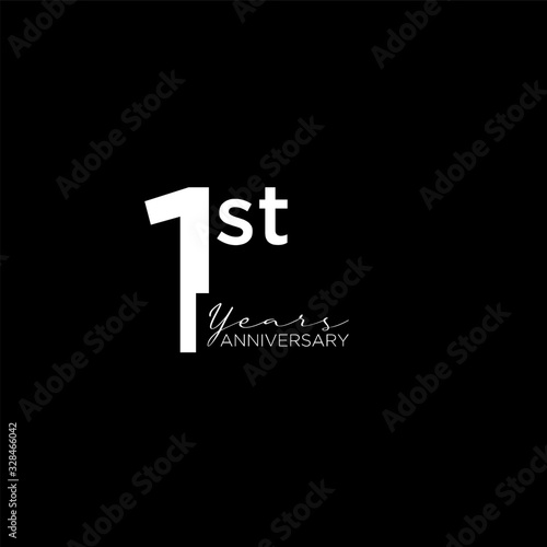 black anniversary letter logo icon design with ribbon banner with dark background