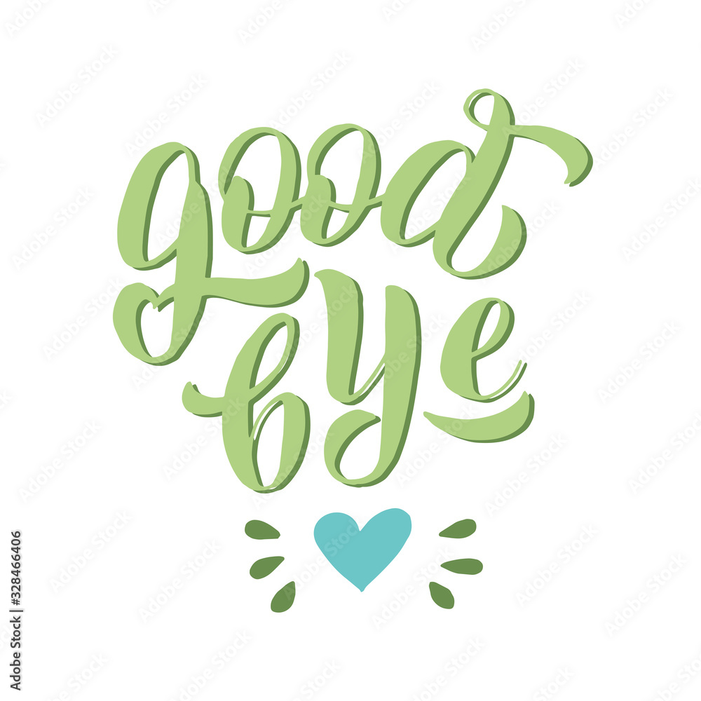 Fototapeta premium Goodbye lettering text font. Farewell party banner, postcard, gift note. Retirement or leaving party sign. Vector eps 10.