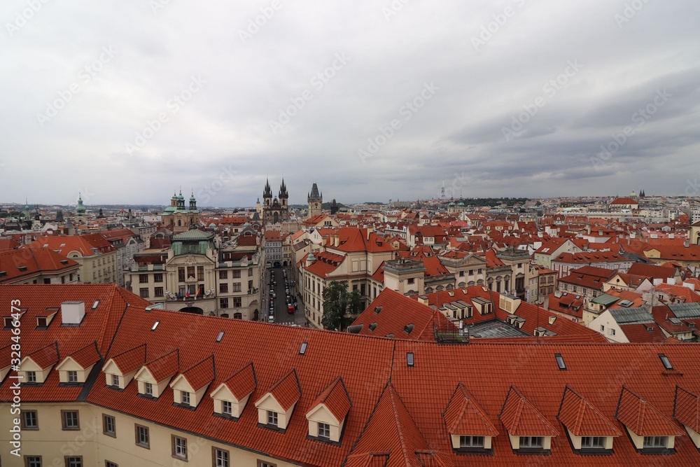 Czechia Prague city roof view