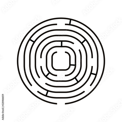round maze with square center on a white background