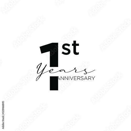 1st anniversary letter logo icon design with ribbon banner