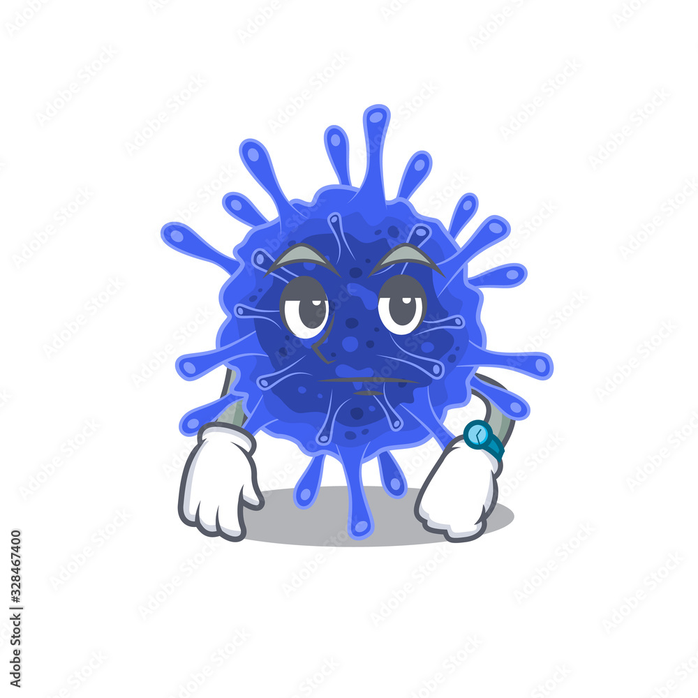 Bacteria coronavirus on waiting gesture mascot design style Bacteria coronavirus on waiting gesture mascot design style