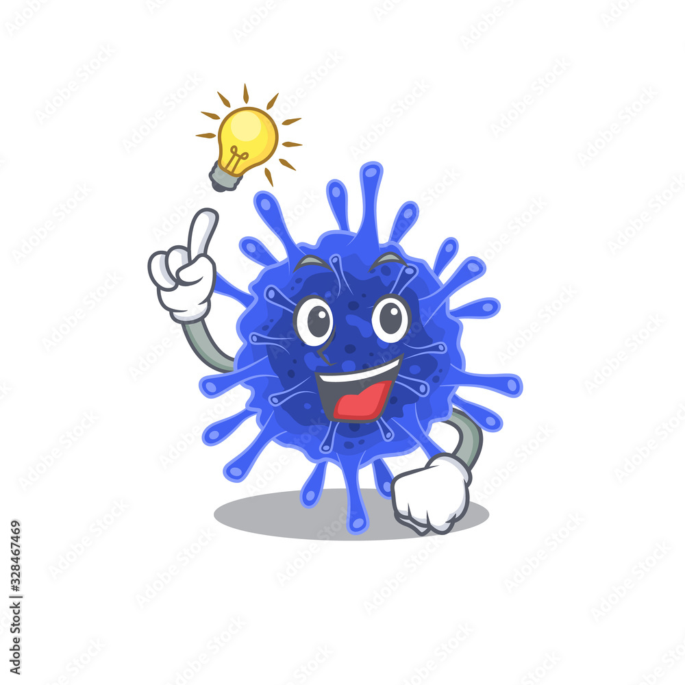 Have an idea gesture of bacteria coronavirus mascot character design