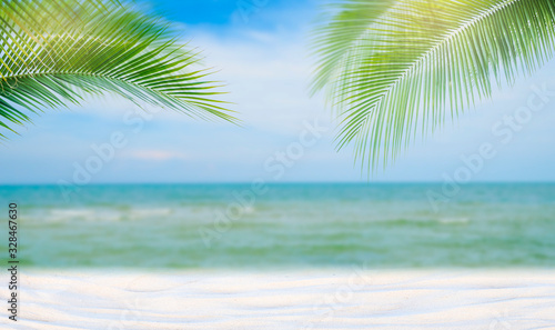 Coconut trees on the beach for summer vacation concept