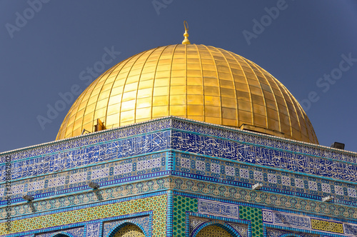 Al-Aqsa Mosque, the shrine of Islam in Jerusalem. Details of the Dome of the Rock located on the Temple Mount in the Old Town.