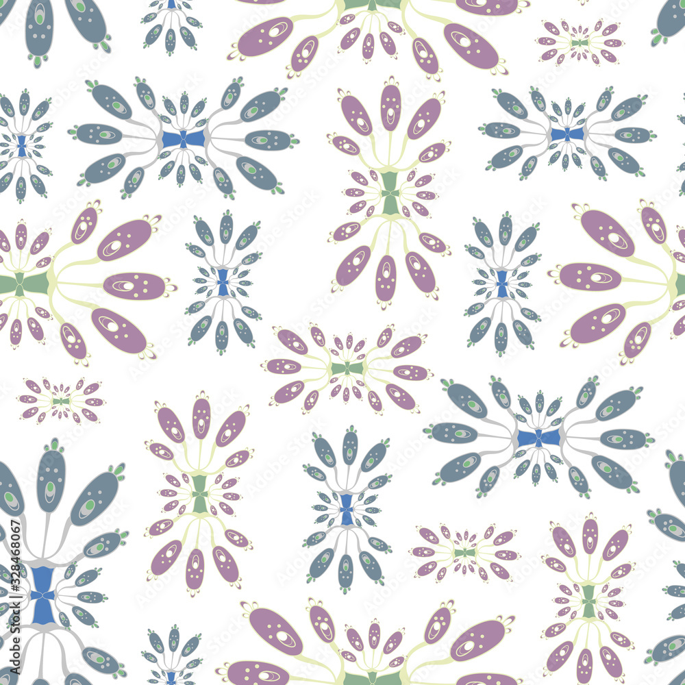 Fototapeta premium Seamless vector pattern.Fantasy flowers.Natural wallpaper, floral decoration, illustration. Home decor.Spring flowers.Can be used for printing,wrapping paper, poster,wallpaper, greetings and textiles.