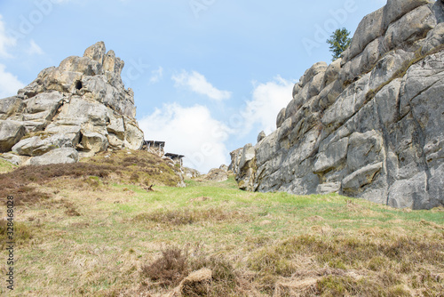 Mountain views of spring day in Tustan Ukraine  photo