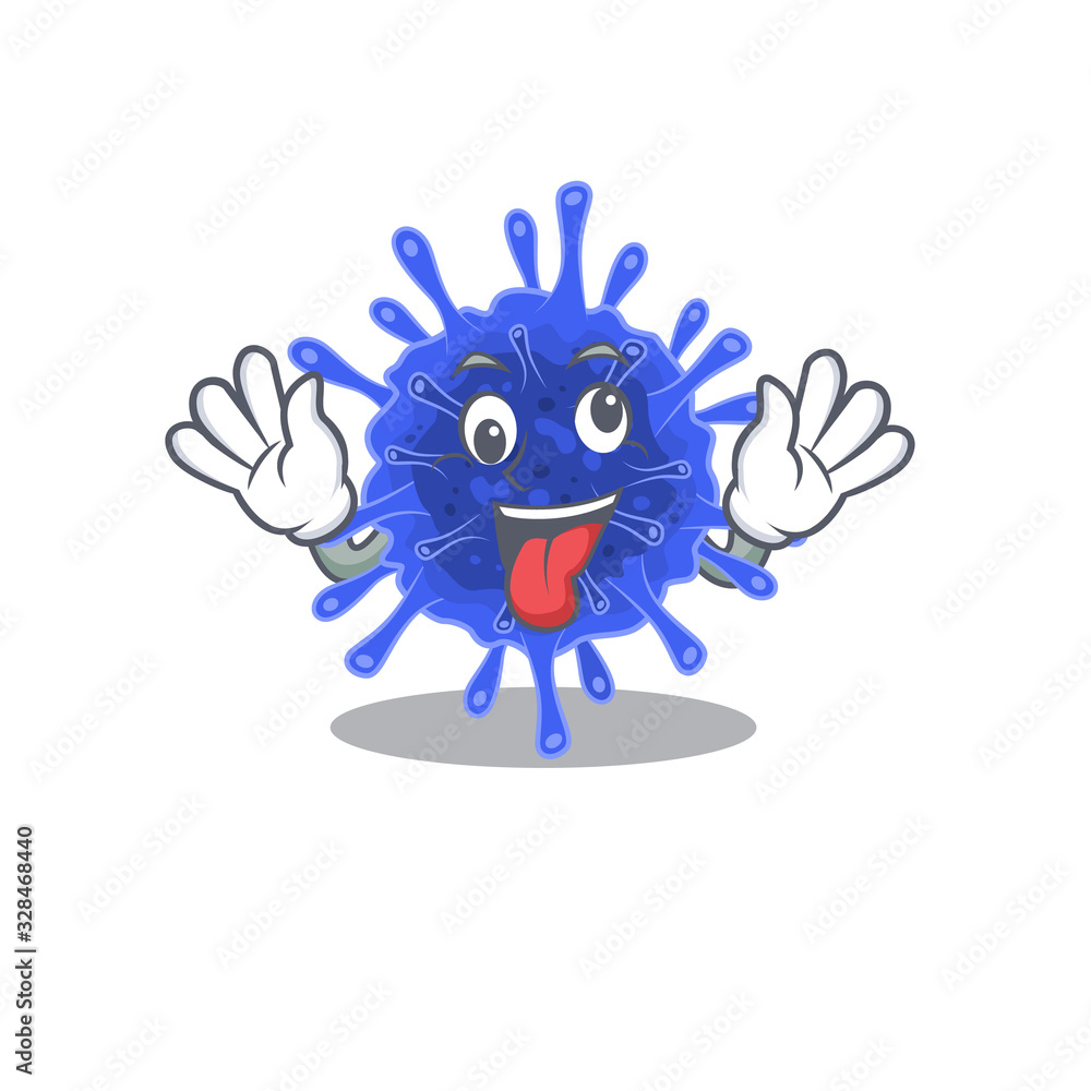A picture of crazy face bacteria coronavirus mascot design style