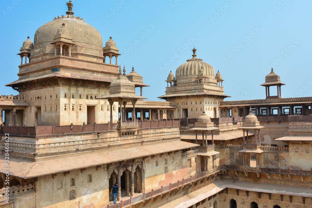 Jahangir Mahal (Orchha Fort) in Orchha, Madhya Pradesh, India.