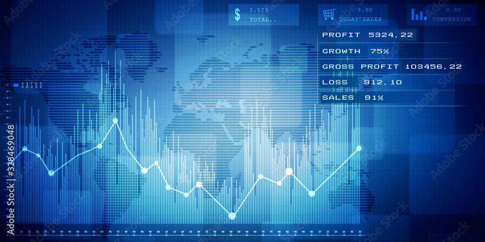 2d rendering Stock market online business concept. business Graph 2d rendering Stock market online business concept. business Graph
