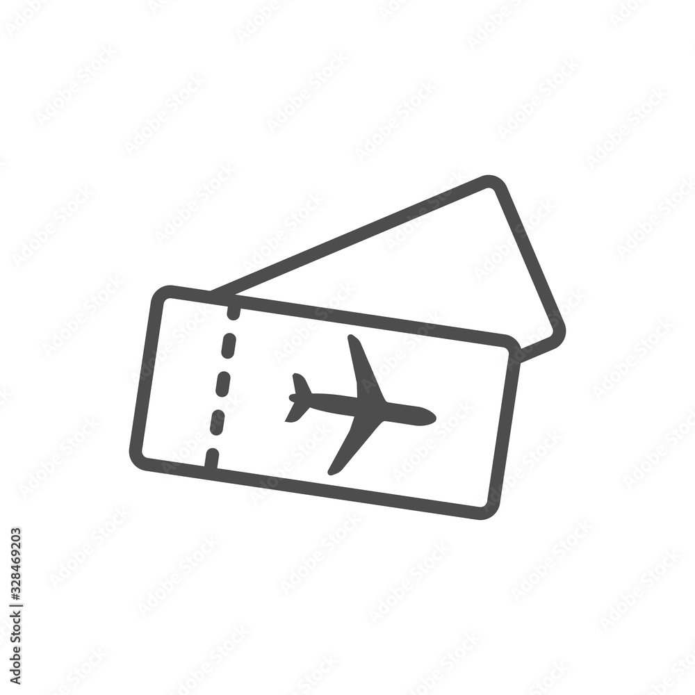 Airplane tickets. Flat icon. Vector illustration.