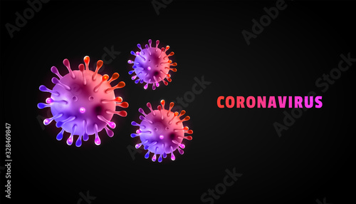 Coronaviruses 3d realistic vector in black background. corona virus cell, wuhan virus disease. Perfect for banner, background.