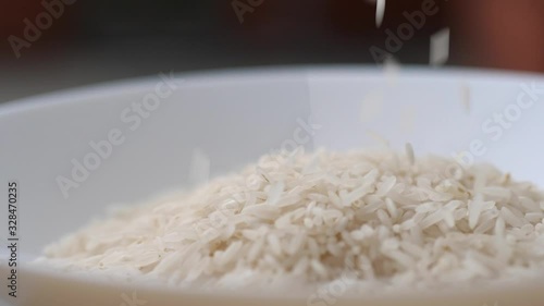 Rice Falling in a Plate, Slow Motion photo
