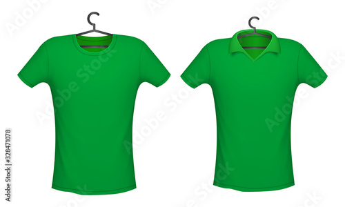T-shirt and Polo green color, vector illustration