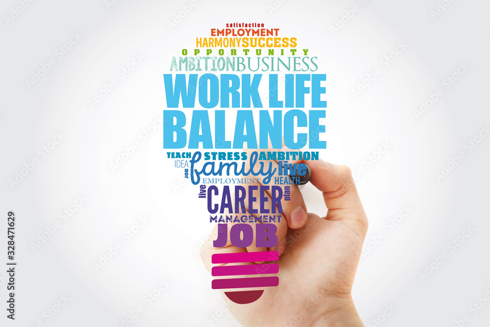 Work Life Balance light bulb word cloud collage, concept background ...