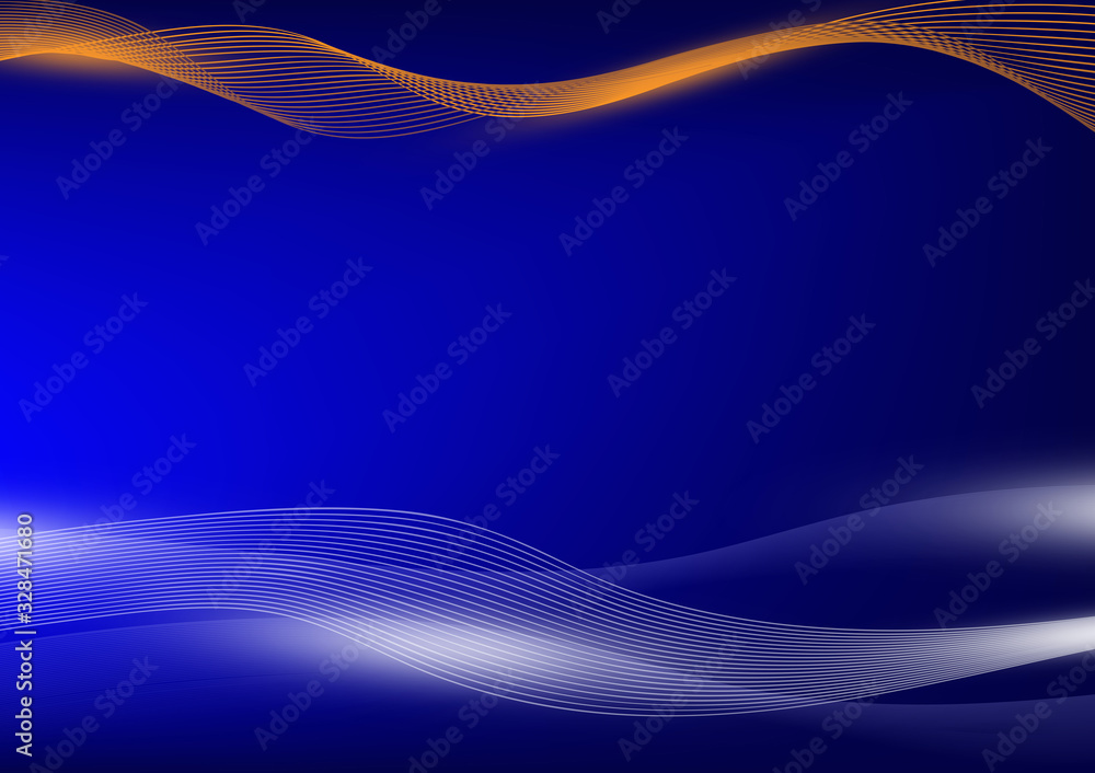 Fototapeta premium Abstract wave design Blue and orange color graphic background.