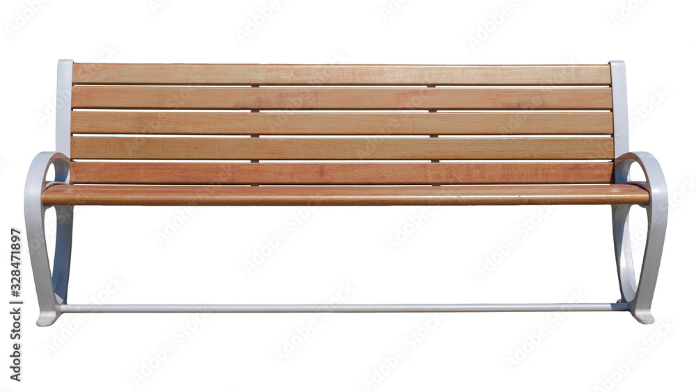 New wooden bench isolated on white background. - obrazy, fototapety, plakaty 