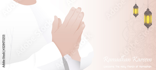 Ramadan Kareem with muslim man praying