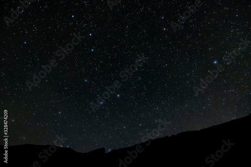 Beautiful night sky with many stars. Constellation ursa major or big bear.