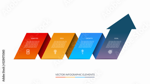 Vector infographic arrow process chart with 4 steps.