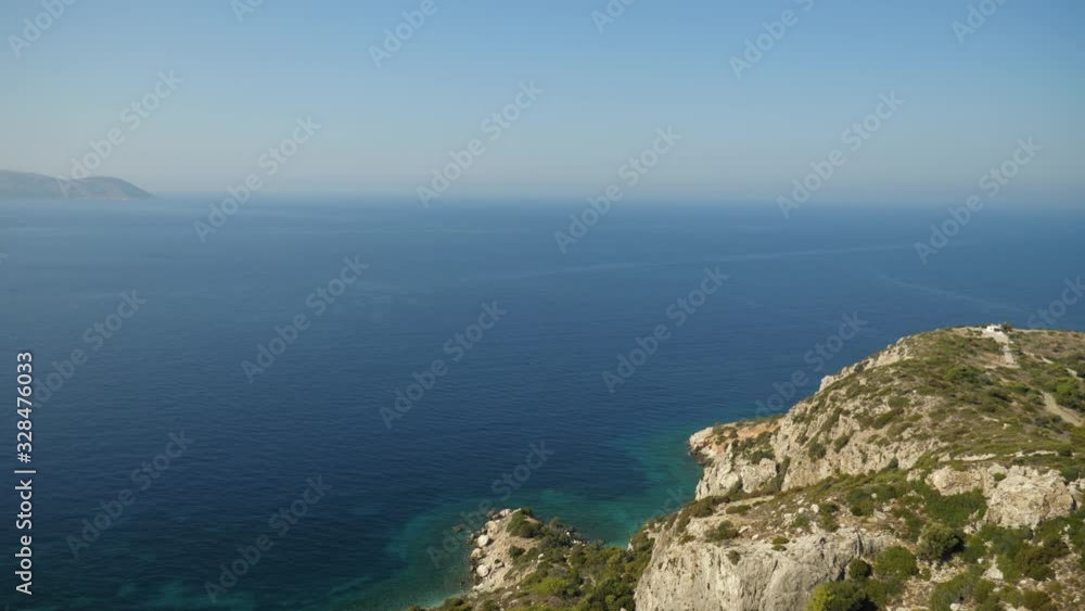 Panoramic view of the blue mediterranean sea from Rhodes Island, Greece Panoramic view of the blue mediterranean sea from Rhodes Island, Greece