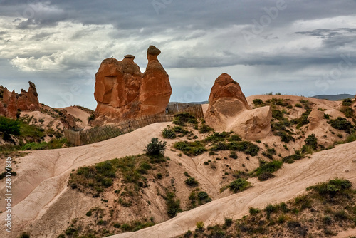 Cappadocia, Turkey, specific rock forms in the mountains of Cappadocia