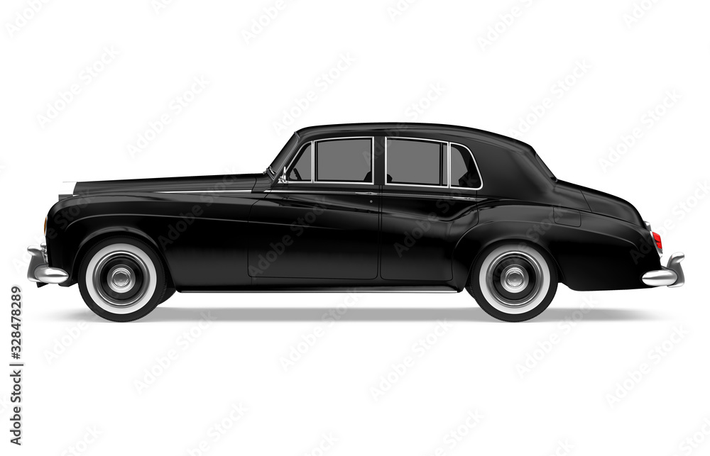 Black Vintage Car Isolated