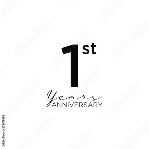 1st anniversary letter logo icon design with ribbon banner