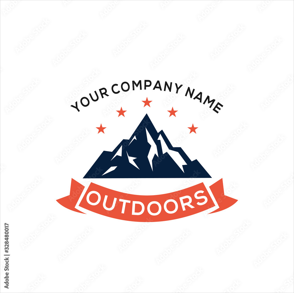 logo Mountain Design Element in Vintage Style for Logotype, Label, Badge and other design. Adventure retro vector illustration. mountain Idea logo design inspiration