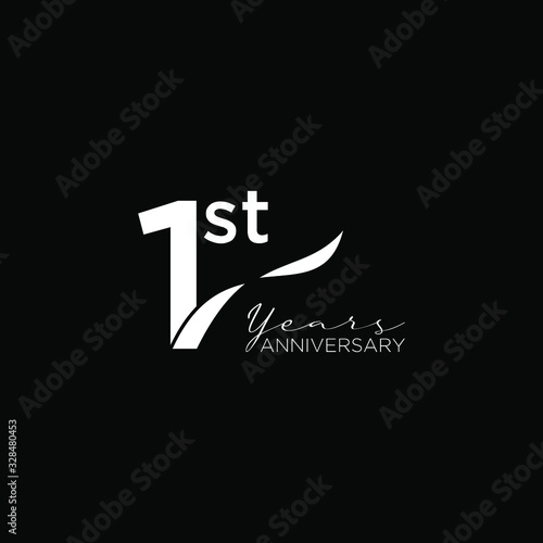 black anniversary letter logo icon design with ribbon banner with dark background