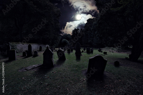 400 year old graves in the moonlight
